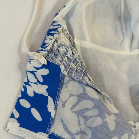 Vintage Sea Waves Summer Beach Tank Vibrant Blue White Resortwear Women’s 14 - Picture 4 of 13